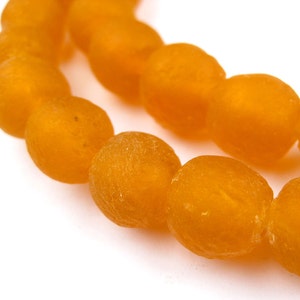 50 Tangerine Orange Recycled Glass Beads 11mm - African Glass Beads - Jewelry Making Supplies - Made in Ghana ** (RCY-RND-ORG-643)