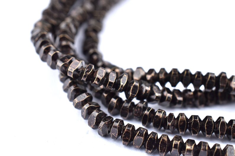 270 Blackened Silver Triangle Heishi Beads MET-HSH-BLK-478 Metal Spacer Beads Ethnic Metal Beads Heishi Shaped Beads 4mm Silver Beads