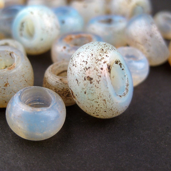 Antique Dutch Moon Bead from Ethiopia - African Beads - Glass Trade Beads - Jewelry Making Supplies - Made in Ethiopia ** (TRD-ETH-WHT-105)