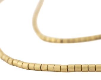 Matte Brass Tube Beads, 3mm, 24 Inch Strand, High Quality Artisanal Jewelry Supplies
