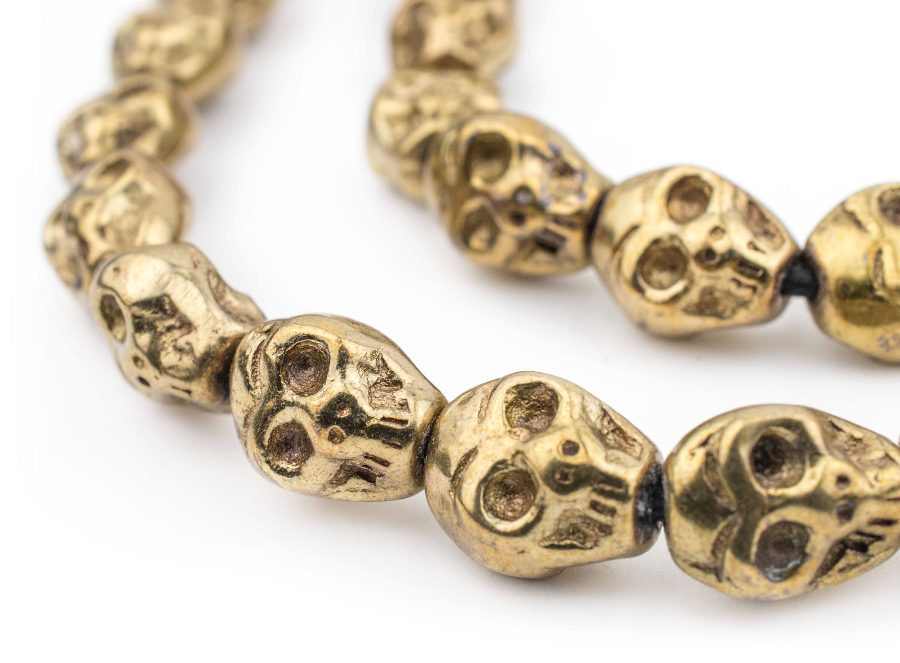 【残りわずか】 Brass 29 Skull Metal Beads Metal Ethnic 14x12mm: Beads 弦楽器