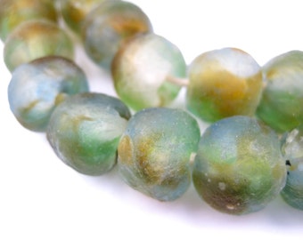 45 Recycled Glass Beads - Earth African Beads - 14mm Round Beads - Fair Trade Strand - Wholesale - Made in Africa (RCY-RND-MIX-541)