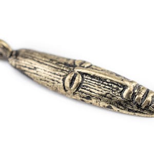 Ashanti Mask Pendant - African Brass Pendant - Metal Brass Charm - Tribal Ethnic Bronze African Fair Trade Ghana Handmade (PND-BRS-112)