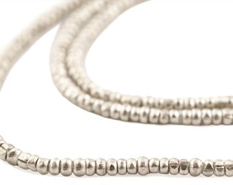 450 Ethiopian Silver Heishi Beads 2mm - African Silver Beads - Metal Heishi - Made in Ethiopia * (MET-HSHI-SLV-254)