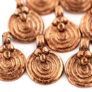 Copper Baule-Style Spiral Charm: Small Charm for Jewelry Making Inspired by Traditional Baule & African Motifs, Wholesale Pricing