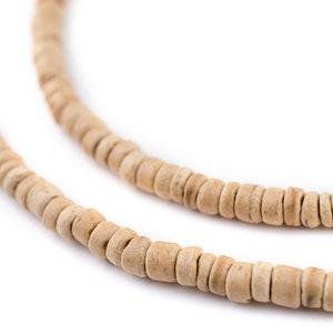 130 Cream Disk Coconut Shell Beads 5mm: Coconut Beads Natural Coconut Coconut Disk Beads Disk Shaped Beads Recycled Wood Beads