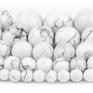 Round White Howlite Beads, 16&quot; Strand Gemstone Wholesale Natural DIY Crafts Jewelry Necklace Making Supplies (4mm, 6mm, 8mm, 10mm, 12mm)