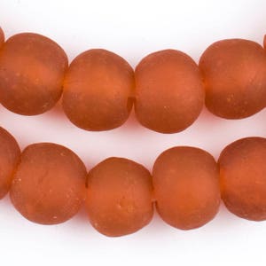 40 Recycled Glass Beads - Tangerine Orange African Beads - 18mm Round Beads - Fair Trade - Made in Africa (RCY-RND-ORG-620)