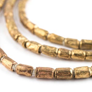 110 Brass Ethiopian Scratch Beads 4x3mm - African Metal Beads - Brass Beads - Jewelry Making Supplies - Made in Ethiopia (MET-TUB-BRS-288)