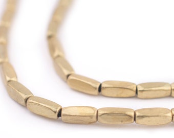 76 Brass Faceted Rectangle Beads 8x3mm: Ethnic Metal Beads Metal Spacer Beads Ethnic Brass Beads 3mm Brass Beads Rectangular Brass