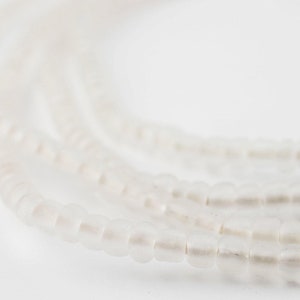 174 Matte Clear Ghana Glass Seed Beads 4mm: African Seed Beads African Strand Ghana Seed Beads Ethnic Glass Beads Ghana Strand