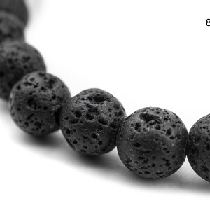 Large Hole Lava Beads: Round Black 8mm or 10mm, Natural Gemstones, 15" Strand, Volcanic Rock, 2mm Hole, Spherical Ball Shape Ships from USA! image 3