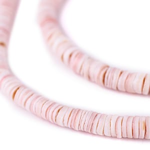 500 Natural Pink Shell Heishi 5mm: 5mm Shell Beads Flat Round Disks Flat Round Discs Shell Washer Beads