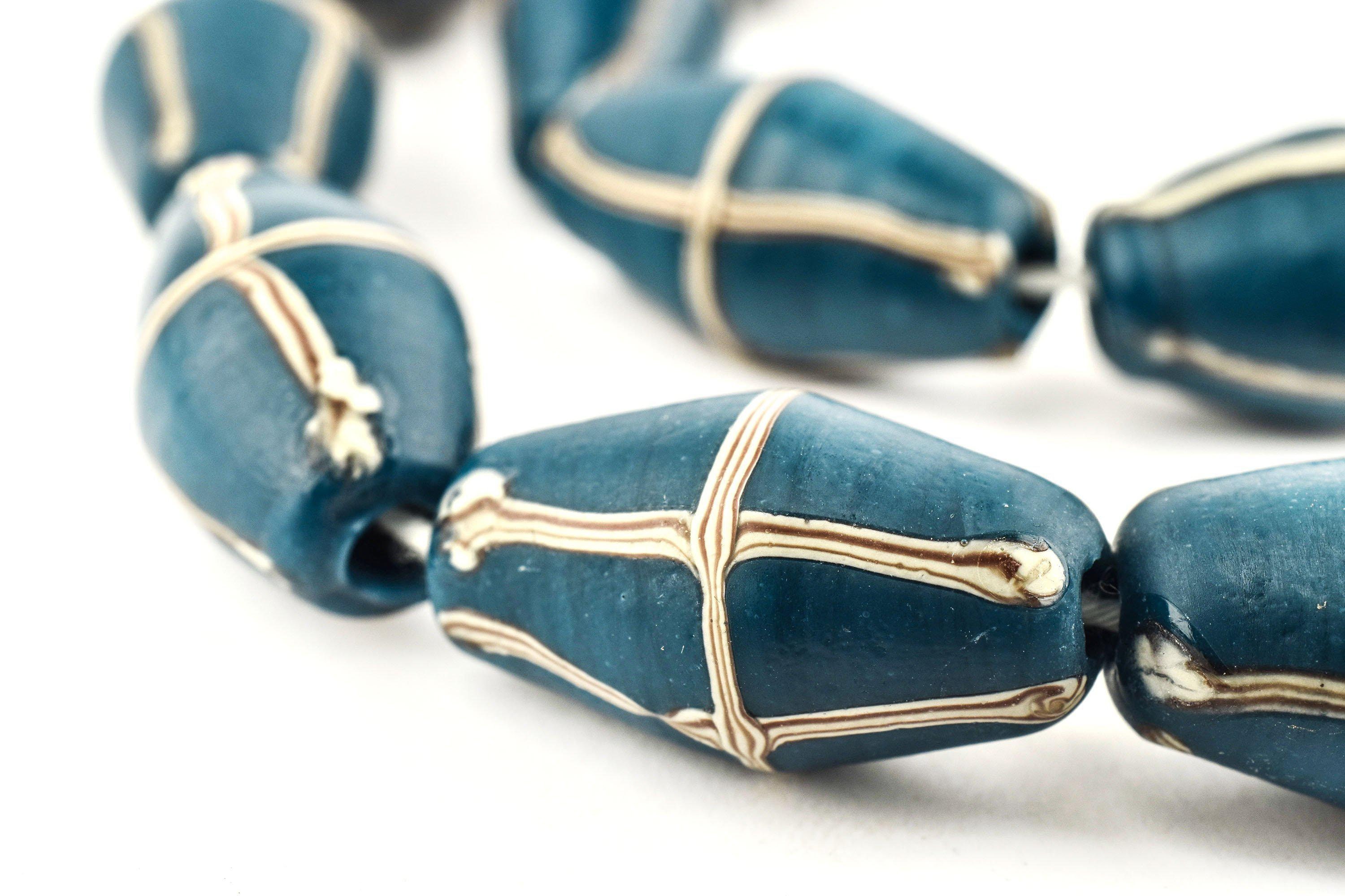 Cobalt Blue Java French Cross Beads 13mm Indonesia Bicone Glass Large Hole Cobalt Blue Java French Cross Beads 13mm Indonesia Bicone Glass Large Hole
