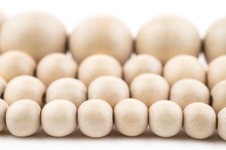 Beige Wood Beads: Natural Cream Round Wooden 8mm 10mm 12mm 20mm Boho Spacer Beads High Quality Jewelry Supplies for Necklace Bracelet Making image 1