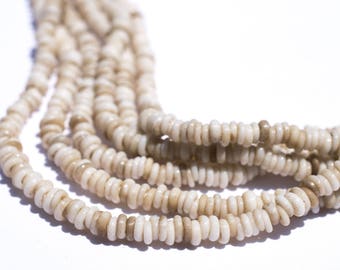 500 Vintage White Java Glass Heishi Beads: Java Seed Beads Matte Glass Beads Bali Glass Beads Glass Spacer Beads Heishi Shaped Beads