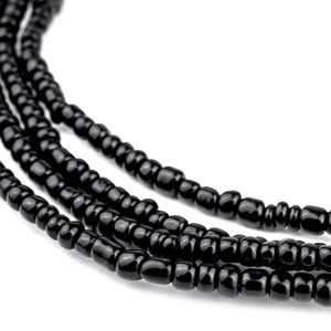 320 Ghana Glass Beads - Black Seed Beads - 2 Strands - African Glass Beads - Jewelry Making Supplies - Made in Ghana ** (GHN-SED-BLK-126)