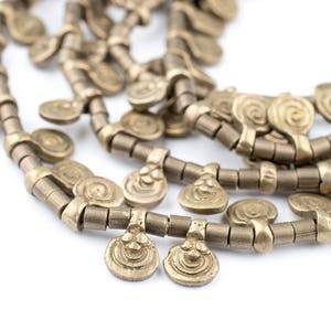 100 Mini Baule Charm Beads: Metal Spacer Beads Ethnic Metal Beads Boho Brass Beads Unusual Shaped Beads Small Brass Beads (MET-UNU-BRS-528)