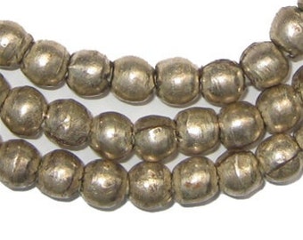 Round White Metal Ethiopian Beads (MET-RND-SLV-202)