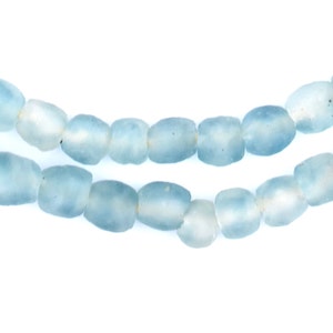 60 Blue Wave Marine Recycled Glass Beads: Translucent Ghana Krobo ...