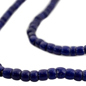 115 Old Turkana Beads from Kenya - Navy Blue African Glass Beads - Jewelry Making Supplies - Made in Kenya ** (TRK-CYL-BLU-103)