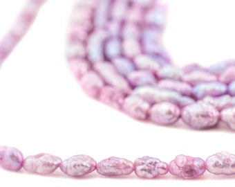 Pastel Vintage Japanese Rice Pearl Beads, Purple 3mm, 16 Inch Strand, Artisan Jewelry Supplies from Japan