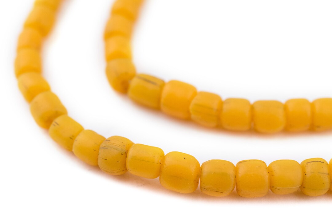 150 Yellow Glass Beads Java Beads Small Glass Beads Artisanal