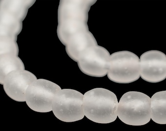 50 Recycled Glass Beads 11mm - Recycled Glass Beads - African Glass Beads - Round Glass Beads - Clear Glass Beads (RCY-RND-CLR-647)