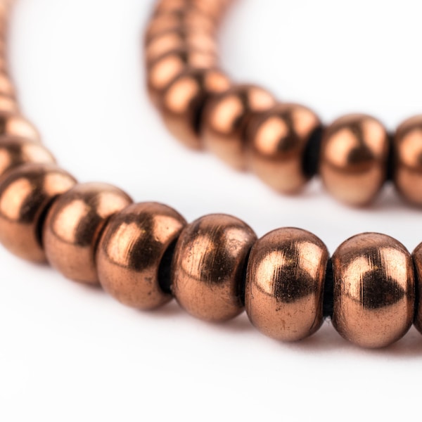 68 perles Padre en cuivre lisse : pièce d'espacement en métal ethnique ronde, grande boule traditionnelle de forme artisanale, trou rustique (MET-RND-CPR-491)