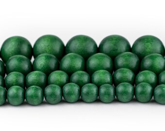 Cuentas de madera verde: cuentas redondas de madera natural de 6 mm, 8 mm, 10 mm, 12 mm, 16 mm y 20 mm, espaciadores bohemios de alta calidad para collares, pulseras, decoración del hogar, envíos desde EE. UU.