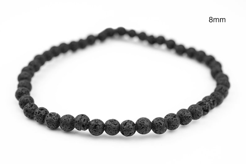 Large Hole Lava Beads: Round Black 8mm or 10mm, Natural Gemstones, 15" Strand, Volcanic Rock, 2mm Hole, Spherical Ball Shape Ships from USA! 8mm