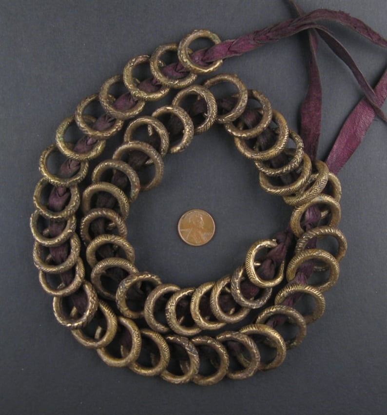 Antique Brass Money Belt African Brass Beads Metal Rings Etsy