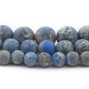 Matte Blue Sea Sediment Jasper Beads: Round Gemstone Regalite Wholesale 6mm 8mm 10mm Genuine Natural Stone Imperial, Full Strand, Fast S&H!