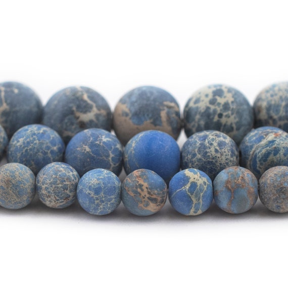 Natural Stone Beads Lapis Blue Sediment Jaspers Cyan Golden