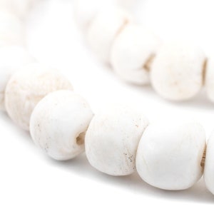 50 White Round Sandcast Beads 14mm: African Sandcast White Powdered Glass Powder Glass Beads Round Shaped Beads White Glass Beads