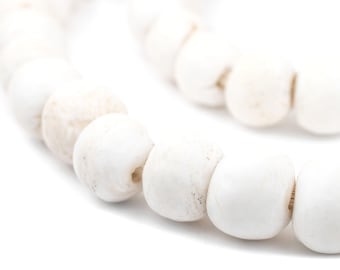 50 White Round Sandcast Beads 14mm: African Sandcast White Powdered Glass Powder Glass Beads Round Shaped Beads White Glass Beads
