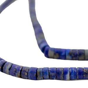 120 Lapislazuli Perlen - zylindrische Edelstein Perlen - Lapis Heishi - Schmuckherstellung Zubehör - Made in Afghanistan ** (AFG-CYL-BLU-109)