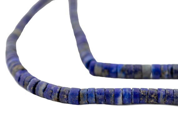120 Lapis Lazuli Beads - Cylindrical Gemtone Beads - Lapis Heishi - Jewelry Making Supplies - Made in Afghanistan ** (AFG-CYL-BLU-109)