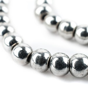 75 Bright Silver Round Sphere Beads 6mm: Metal Spacer Beads Ethnic Metal Beads Round Shaped Beads Silver Round Beads 6mm Silver Beads