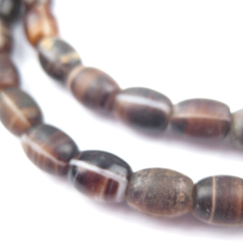 65 cuentas de vidrio estilo boho vintage con forma de grano de café - Cuentas checas vintage - Cuentas espaciadoras marrones - Cuentas con forma de grano de café - Tono tierra (CZEC-OVL-BRN-230)