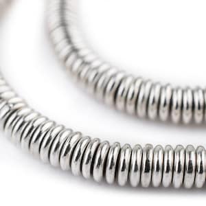 260 Smooth Shiny Silver Heishi Beads 6mm: Metal Spacer Beads Ethnic Metal Beads Silver Spacer Beads 6mm Silver Beads Small Silver Beads