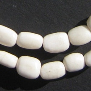 50 Kenya Bone Beads African Beads Small White Bone Jewelry Making Supplies Made in Kenya BON-CYL-WHT-208 image 1