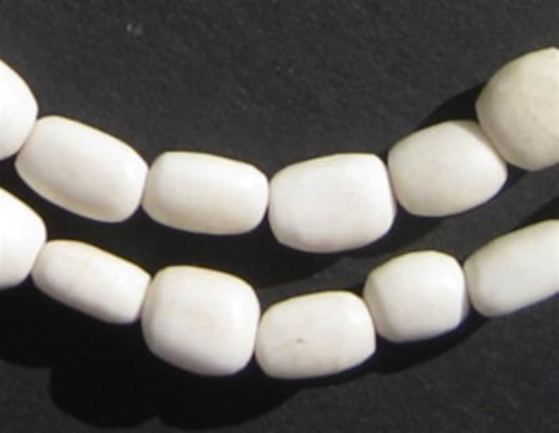 50 Kenya Bone Beads African Beads Small White Bone Jewelry Making Supplies Made in Kenya BON-CYL-WHT-208 image 1