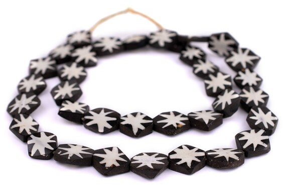 White Bone Beads Hexagonal