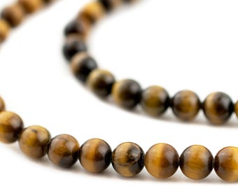 Golden Tiger Eye Beads: 6mm Round Gemstone for Jewelry Making Craft
