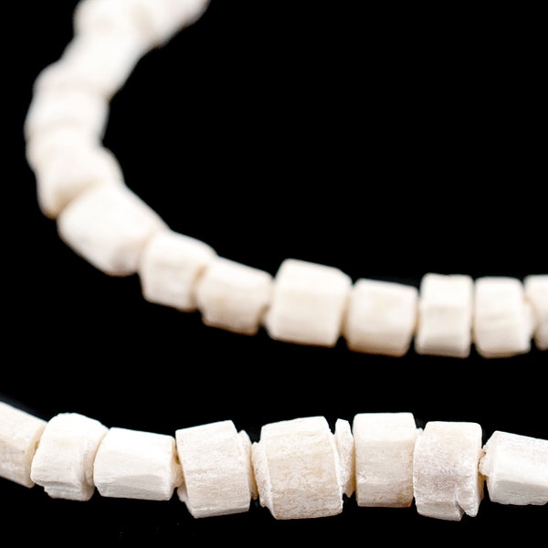 100 Nigerian Camel Bone Beads: Bone Prayer Beads Recycled Camel Bone Natural Bone Beads Nigerian Trade Beads (BON-DSK-WHT-393)