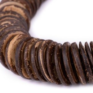 95 Chocolate Disk Coconut Shell Beads 30mm: Coconut Beads Coconut Disk Beads Real Coconut Wood Rondelle Beads Wood Disk Beads Big Wood Beads