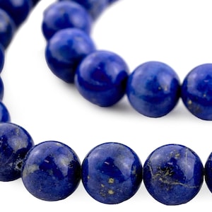 Vintage Round Lapis Lazuli Beads, 12mm, 15 Inch Strand, High Quality Artisanal Jewelry Supplies
