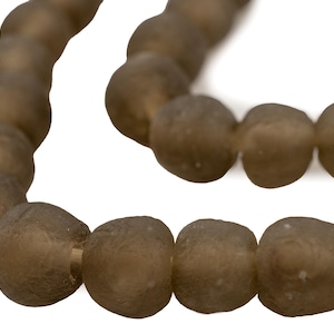 45 Recycled Glass Beads - African Beads 14mm - African Glass Beads - Recycled Beads - Ghana Glass Beads - Made in Ghana ** (RCY-RND-BRN-561)