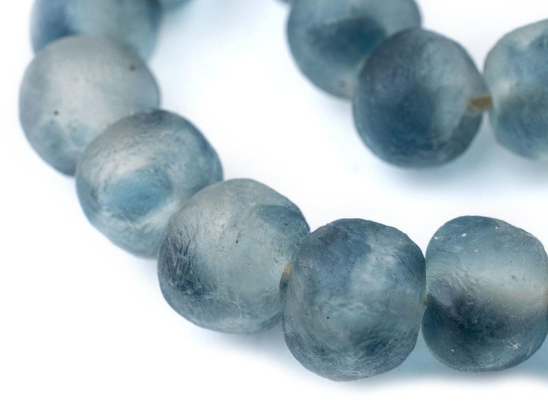 34 Jumbo Blue Wave Marine Recycled Glass Beads 23mm: Coffee Table Beads Powder Glass Beads Jumbo Glass Beads Round Shaped Beads image 1